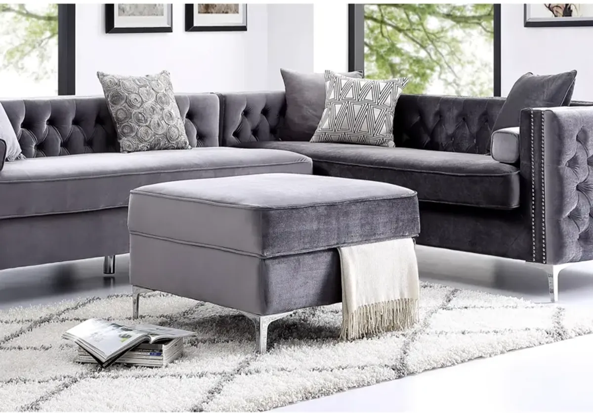 Inspired Home Clarinda Velvet Storage Ottoman