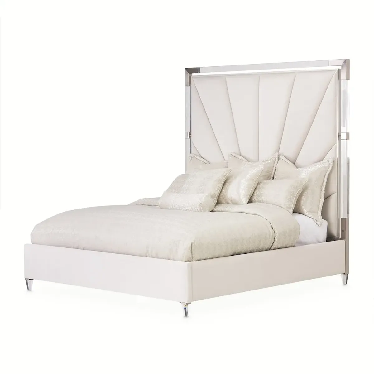 Michael Amini Penthouse Eastern King Tall Panel Bed - Ash Gray