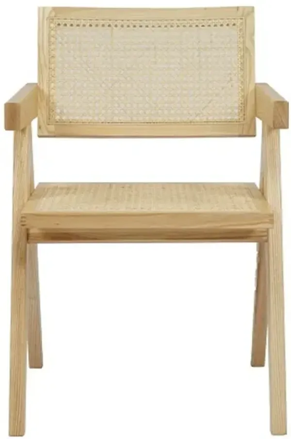 Wooden Dining Arm Chair with Open Back Design