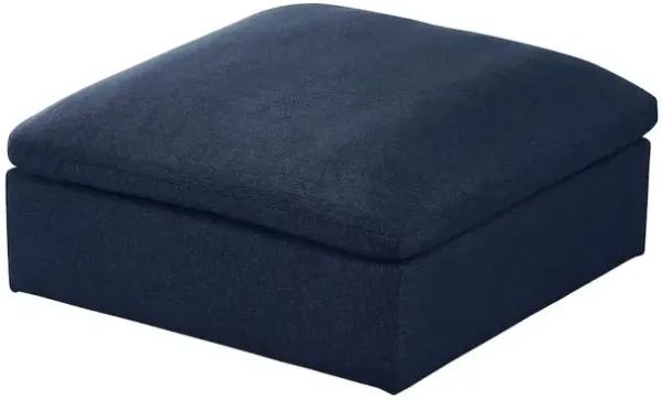 Meridian Furniture Serene Navy Linen Textured Fabric Deluxe Comfort Modular Ottoman