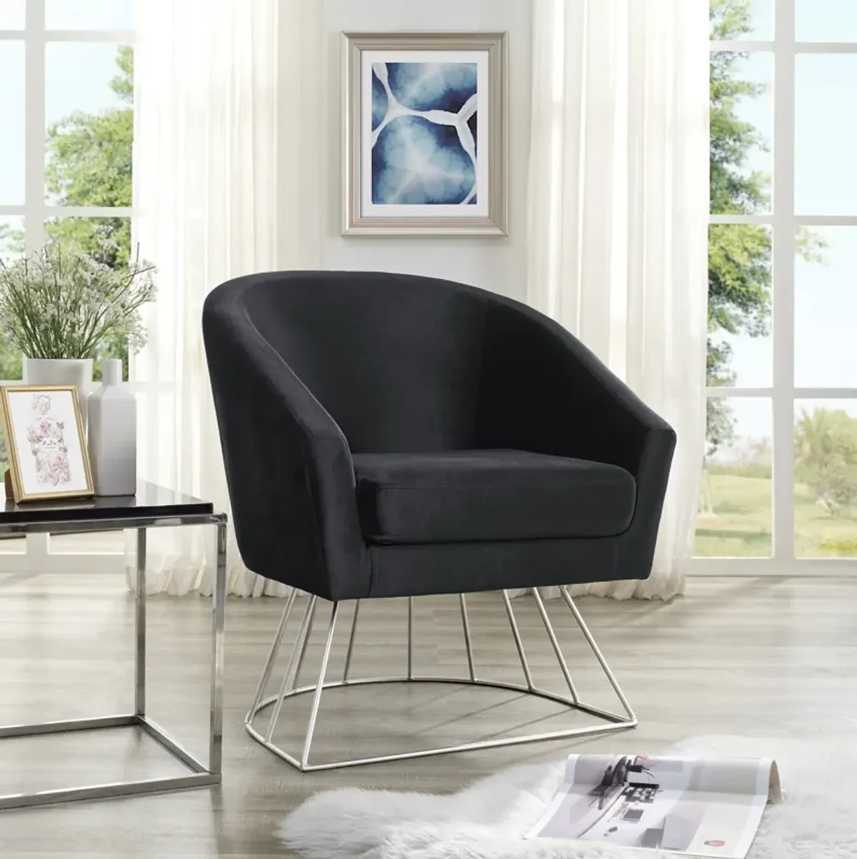 Inspired Home Glenda Velvet Accent Chair