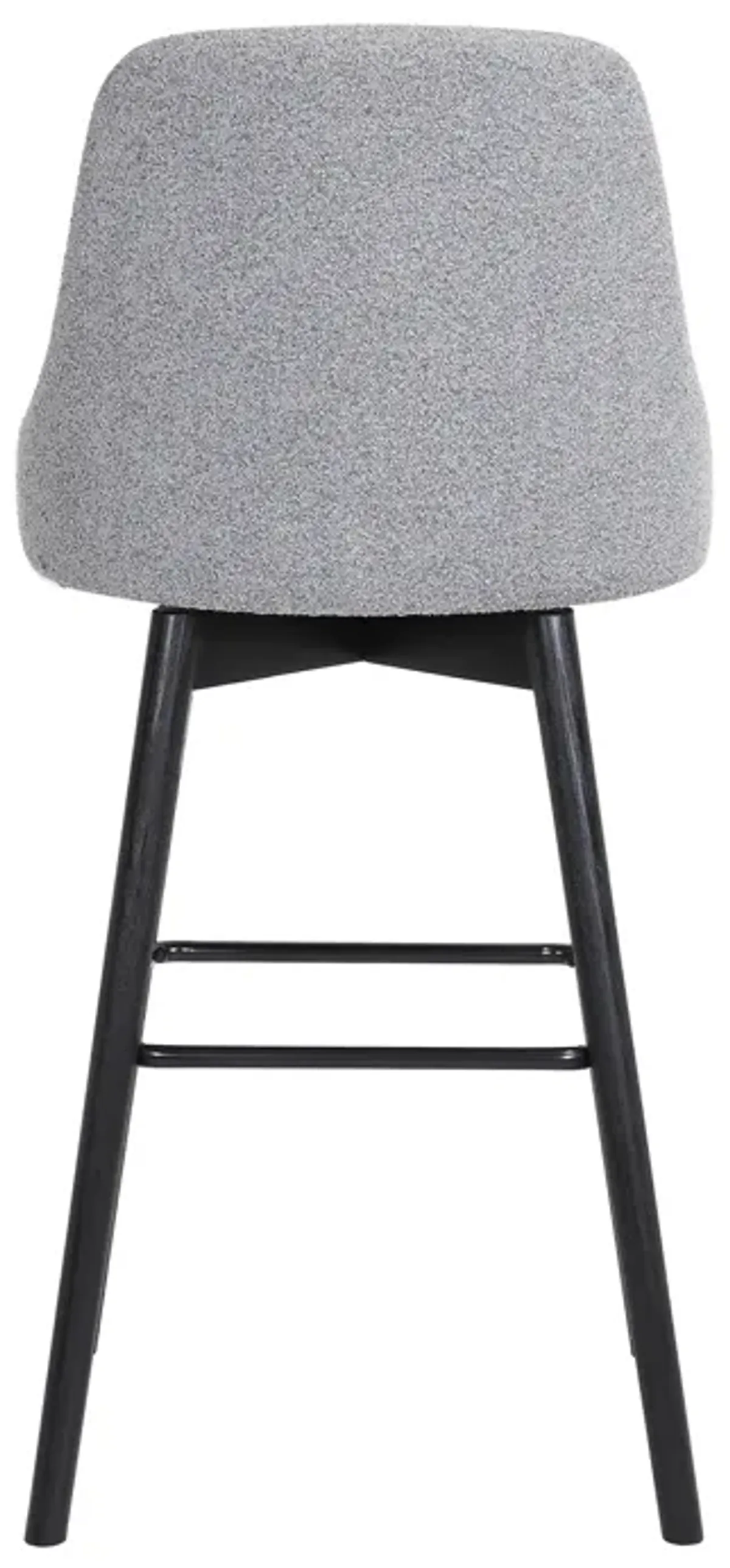 Sicily  Swivel Black Wood Counter Stool in Light Grey Fabric