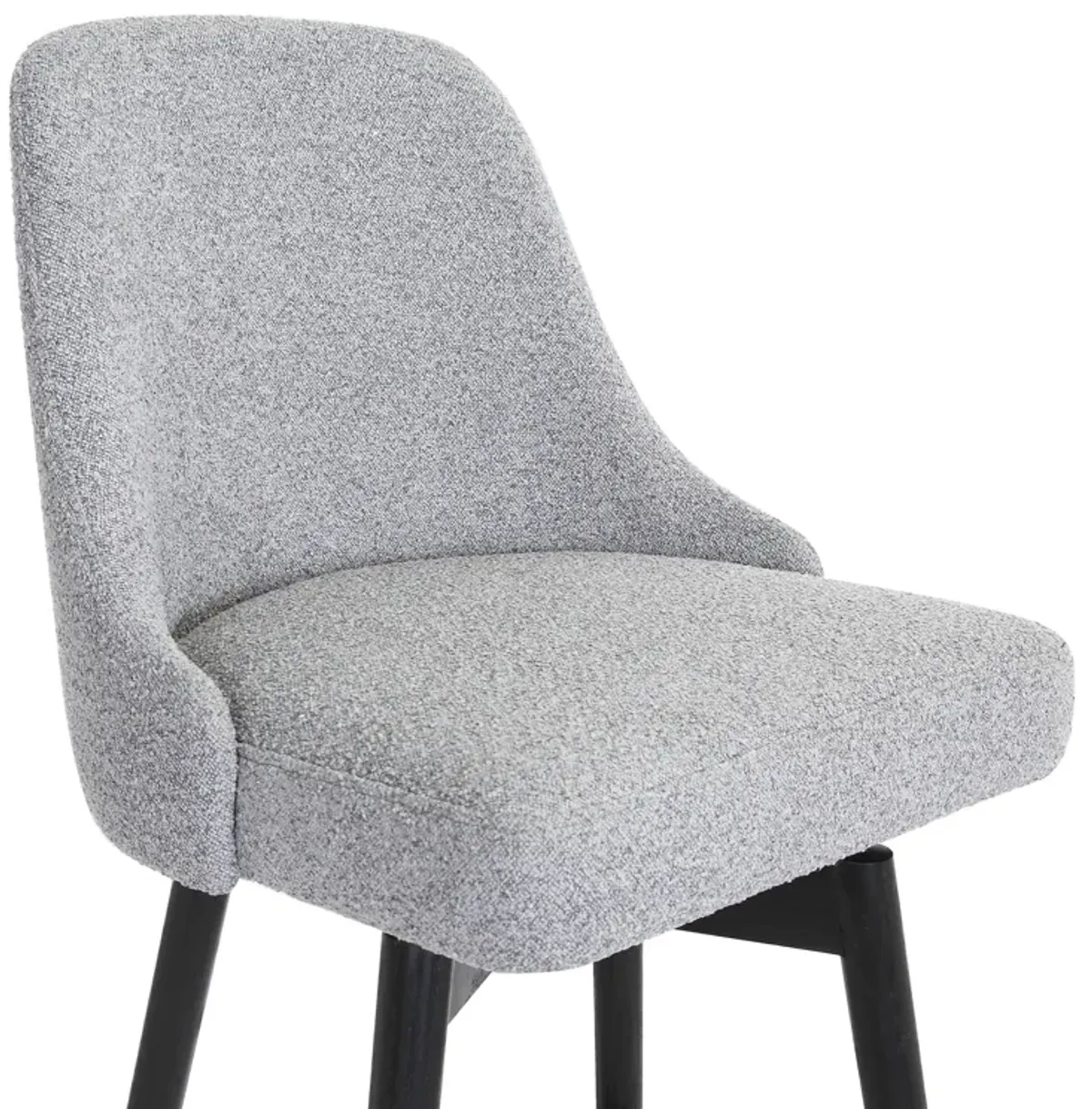 Sicily  Swivel Black Wood Counter Stool in Light Grey Fabric