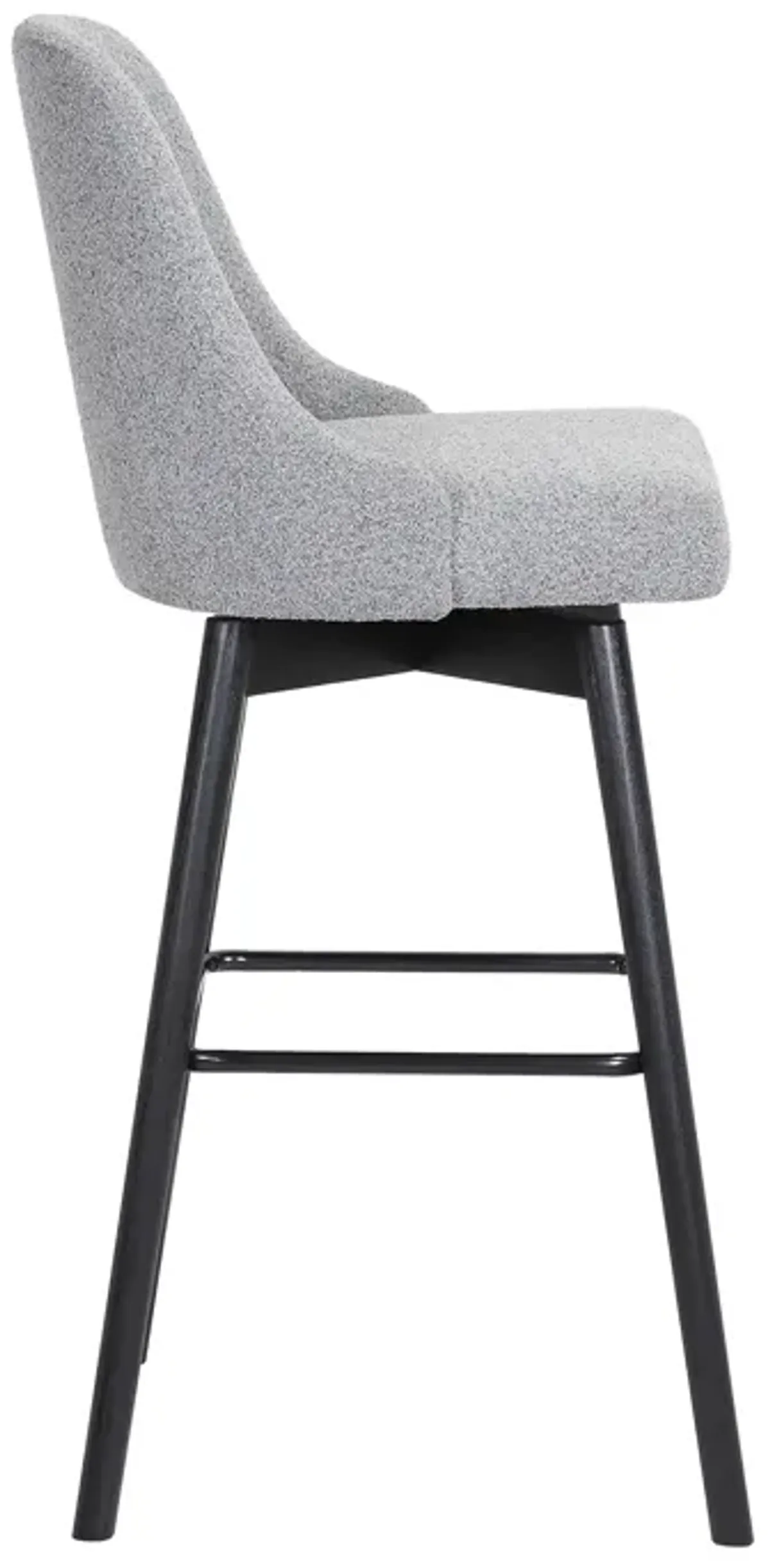 Sicily  Swivel Black Wood Counter Stool in Light Grey Fabric