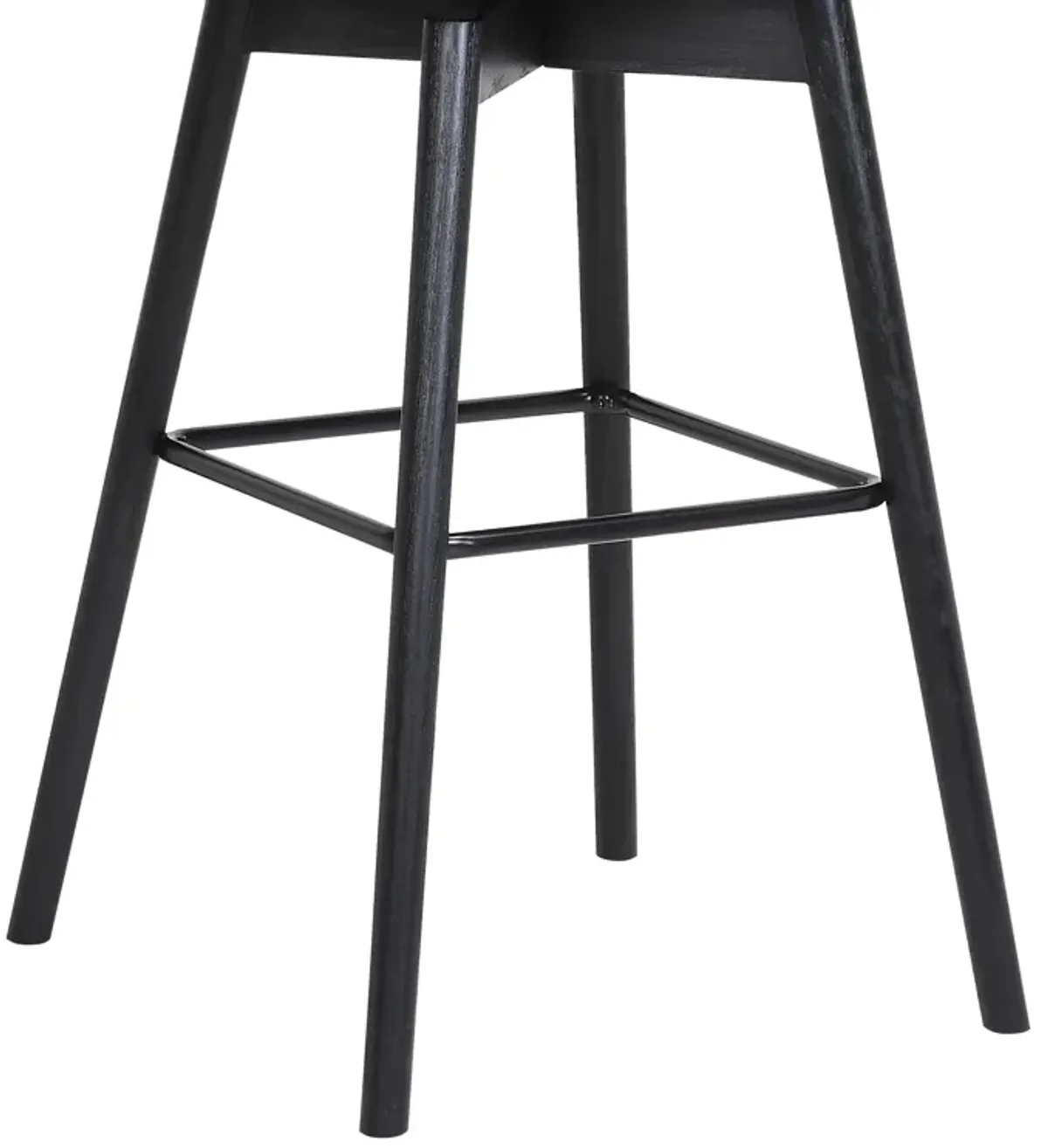 Sicily  Swivel Black Wood Counter Stool in Light Grey Fabric