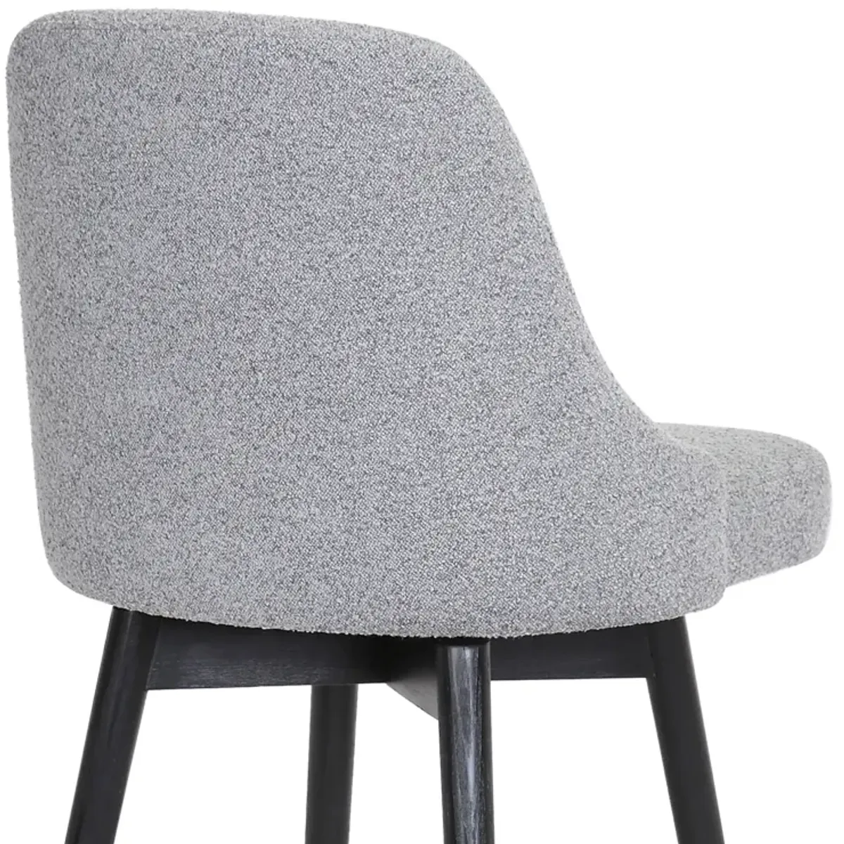 Sicily  Swivel Black Wood Counter Stool in Light Grey Fabric