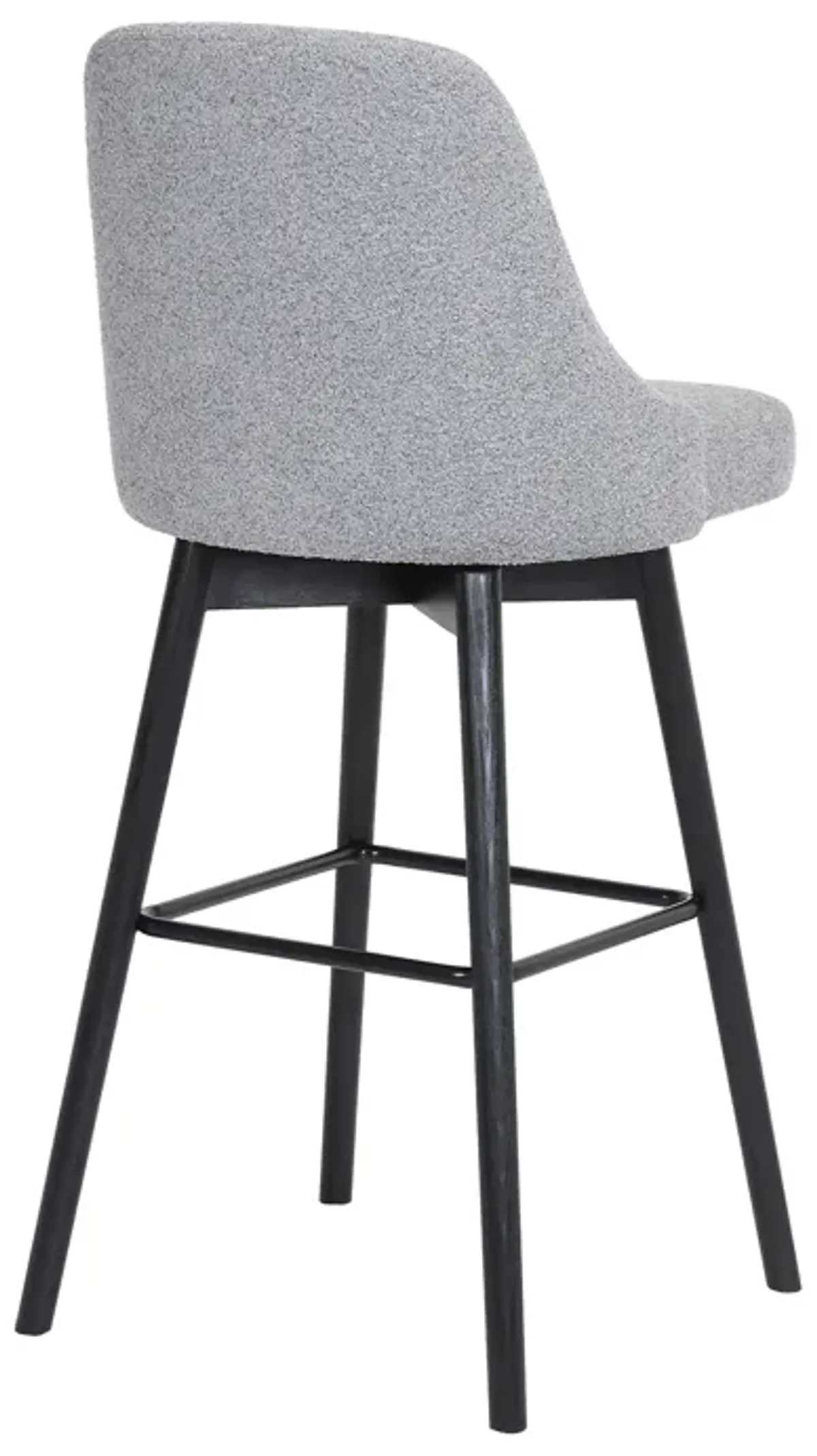 Sicily  Swivel Black Wood Counter Stool in Light Grey Fabric