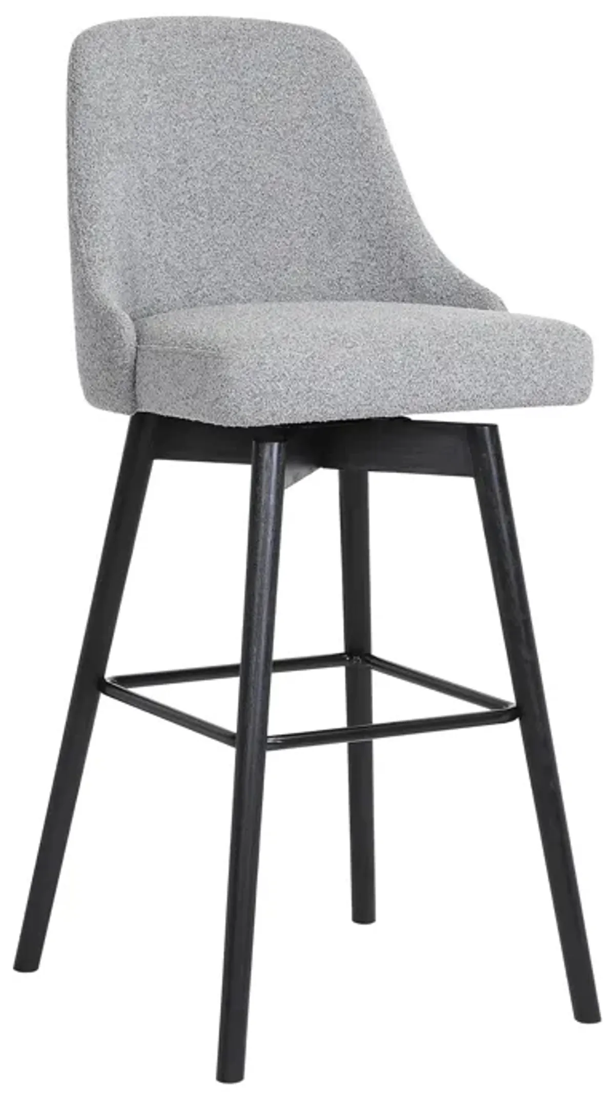 Sicily  Swivel Black Wood Counter Stool in Light Grey Fabric