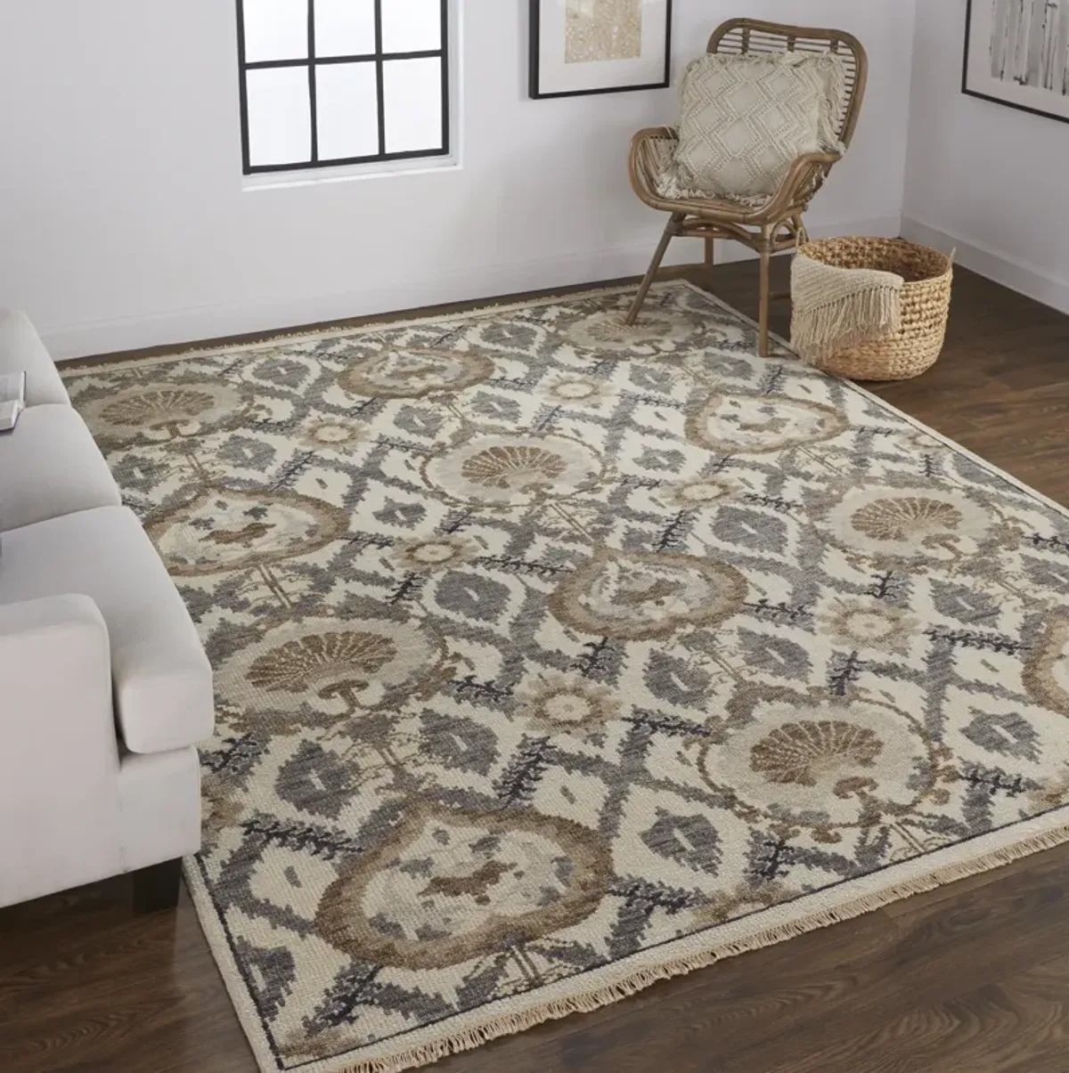 Beall 6712F Ivory/Gray/Taupe 2'6" x 8' Rug