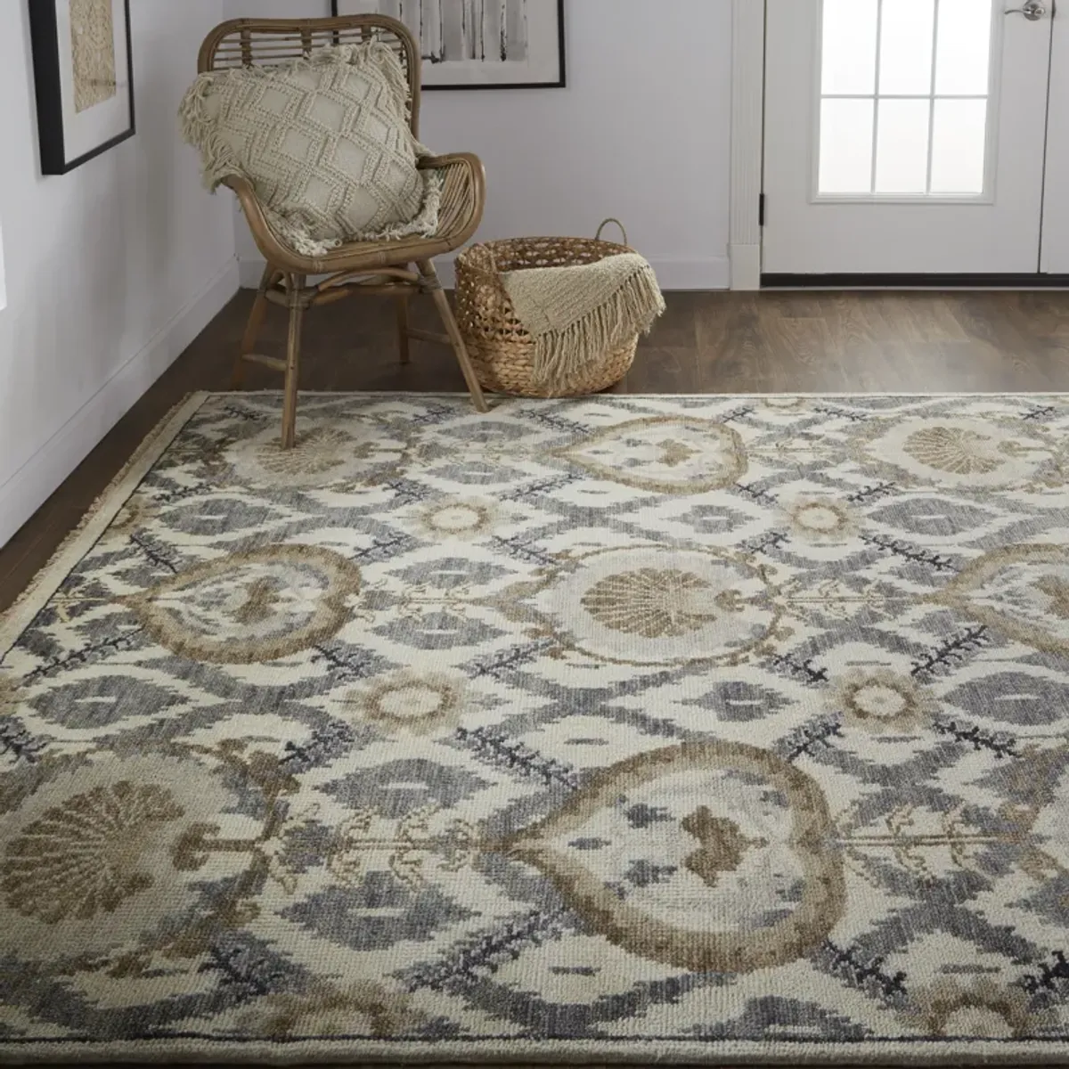 Beall 6712F Ivory/Gray/Taupe 2'6" x 8' Rug