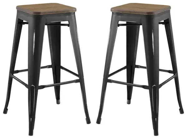 Modway Promenade Bar Stool Set of 2, White