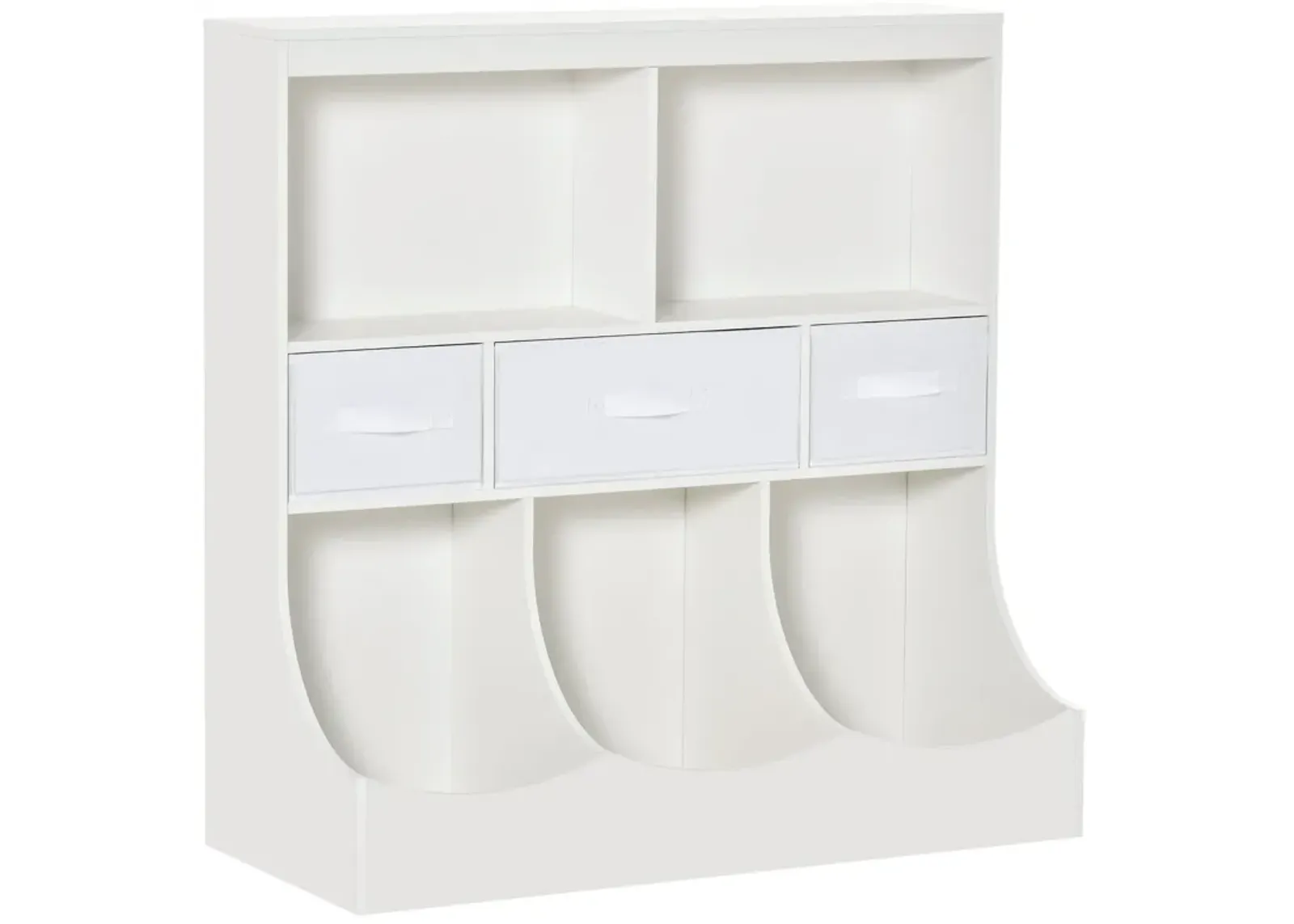 White Children's Wardrobe: Freestanding Cabinet with Bookcase and Drawers