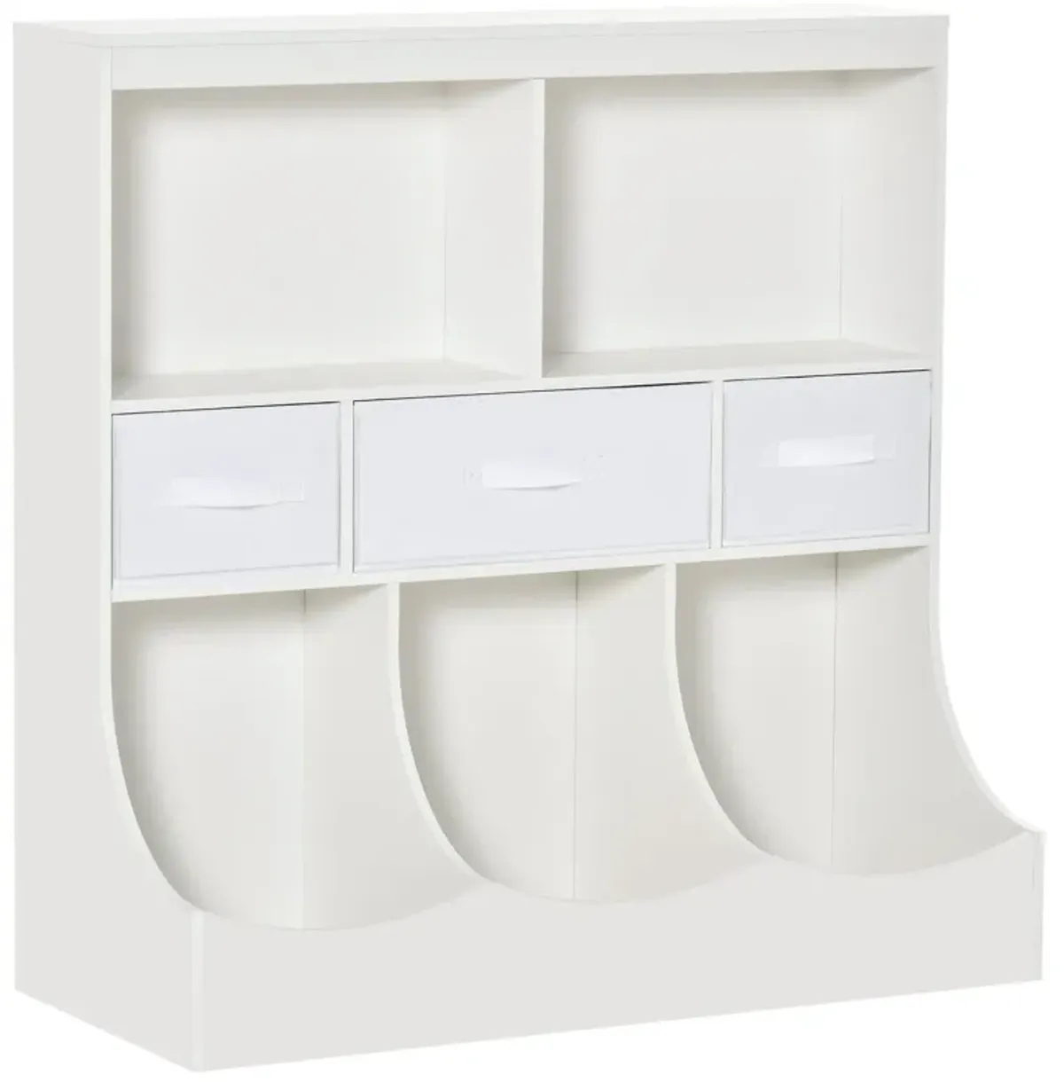 White Children's Wardrobe: Freestanding Cabinet with Bookcase and Drawers