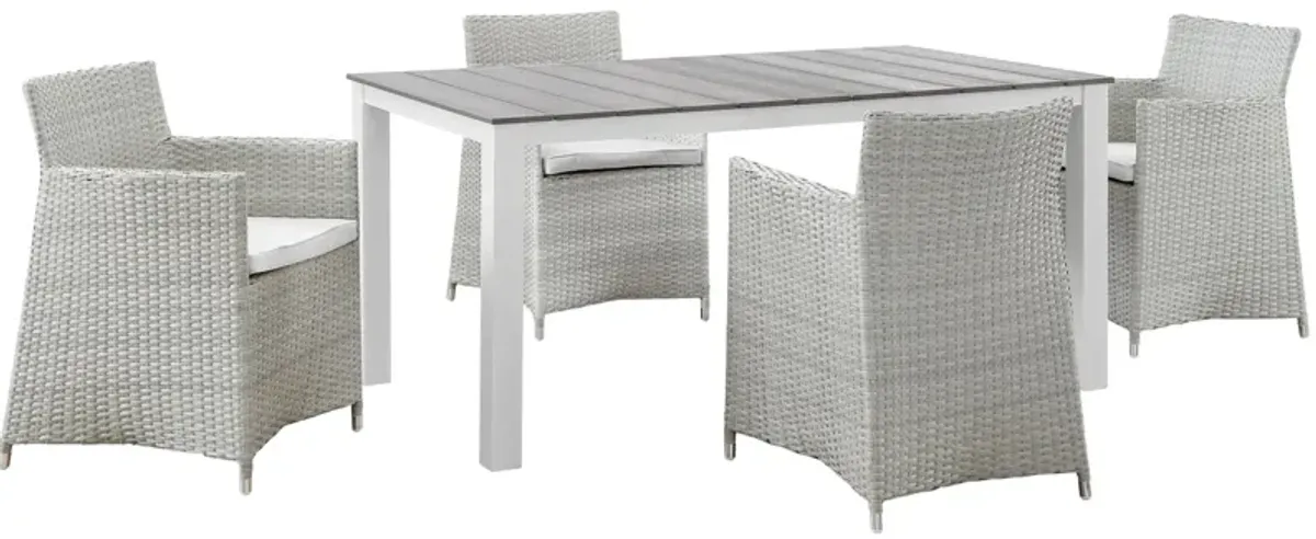 Junction 5 Piece Outdoor Patio Dining Set - Gray White