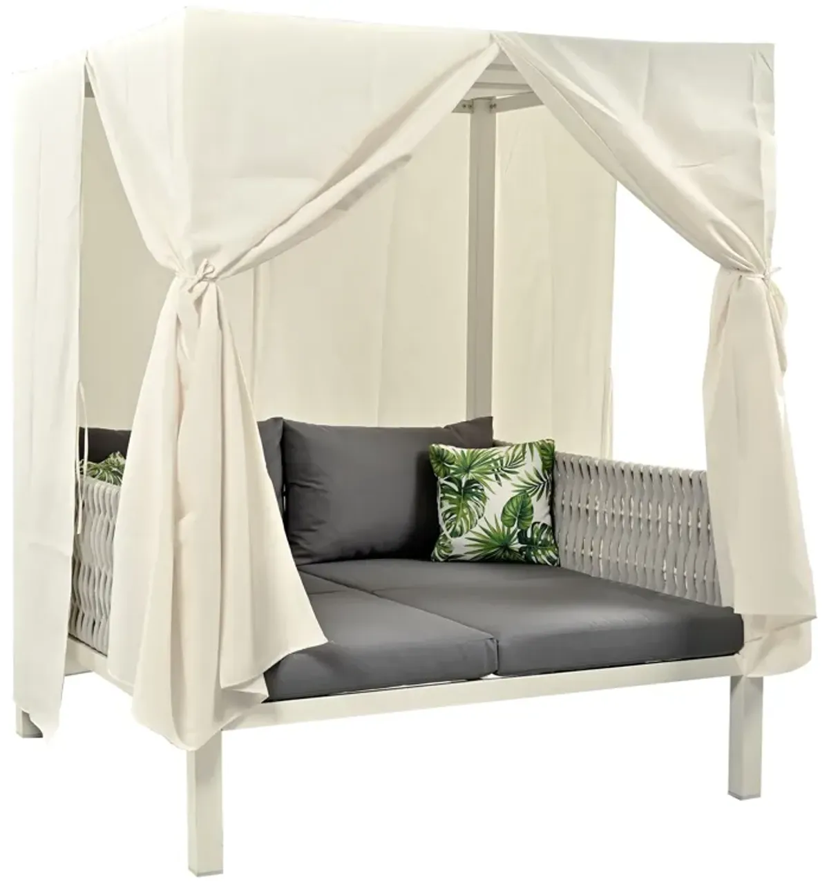 Merax Outdoor Patio Sunbed with Curtains