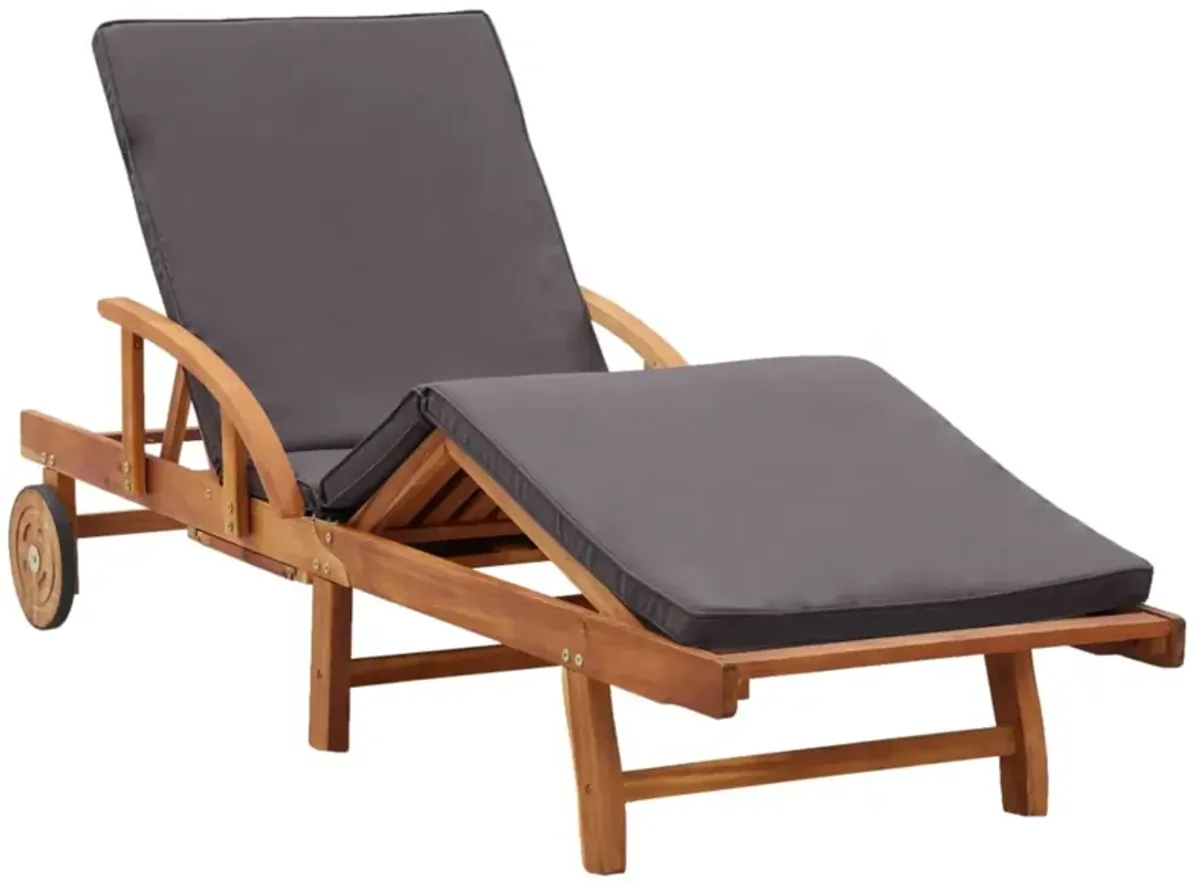 vidaXL Sun Lounger with Cushion Solid Acacia Wood