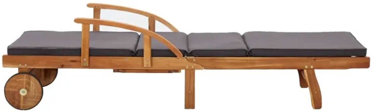 vidaXL Sun Lounger with Cushion Solid Acacia Wood