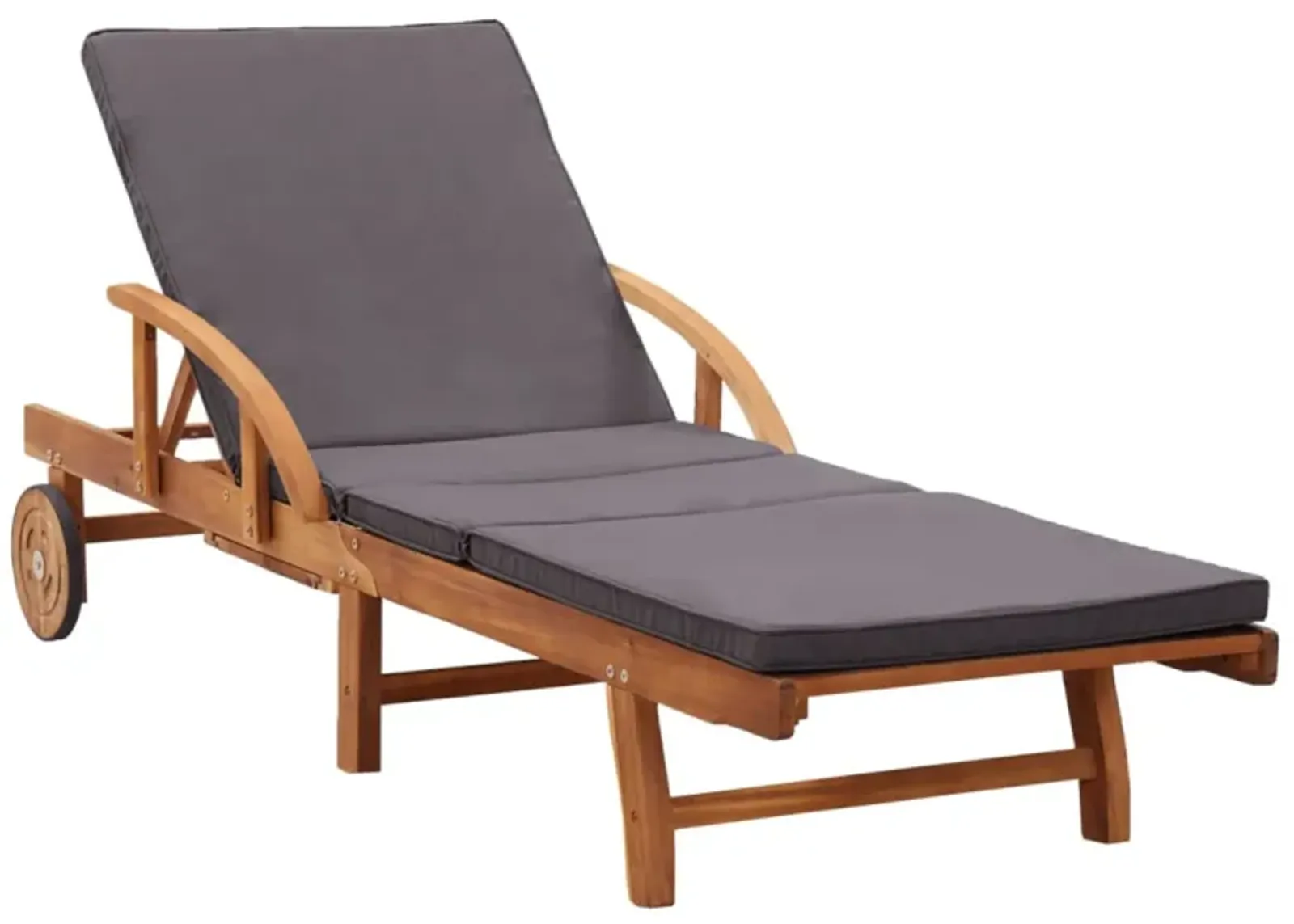 vidaXL Sun Lounger with Cushion Solid Acacia Wood