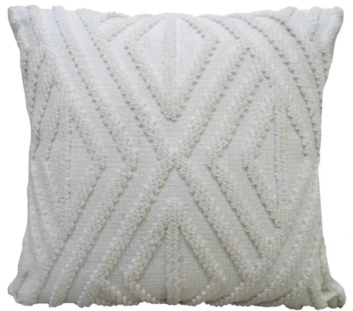 White Outdoor Indoor Decorative Diamond Pillow 18"x18"