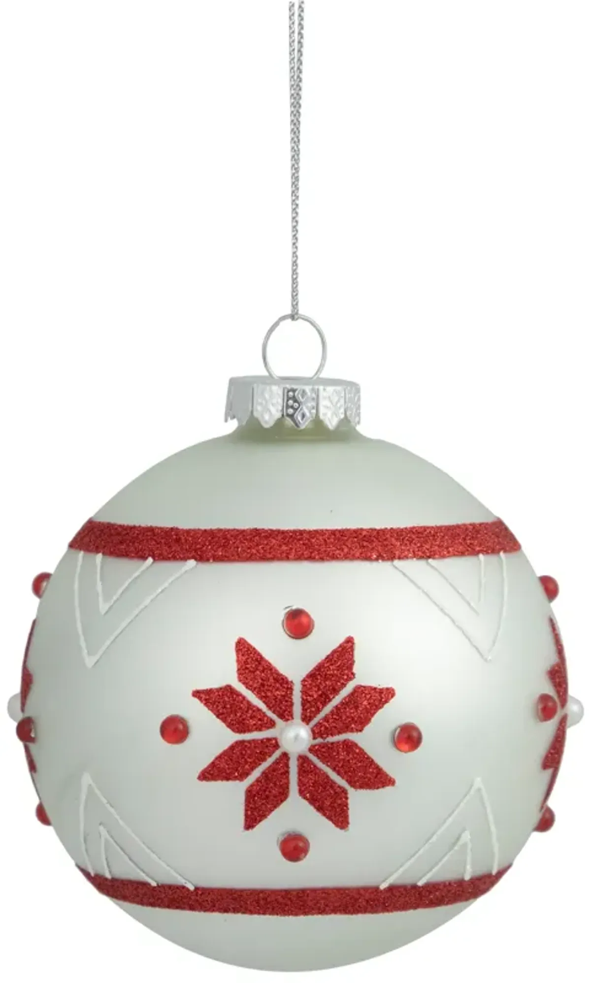 4" Glittered Snowflake Glass Christmas Ball Ornament