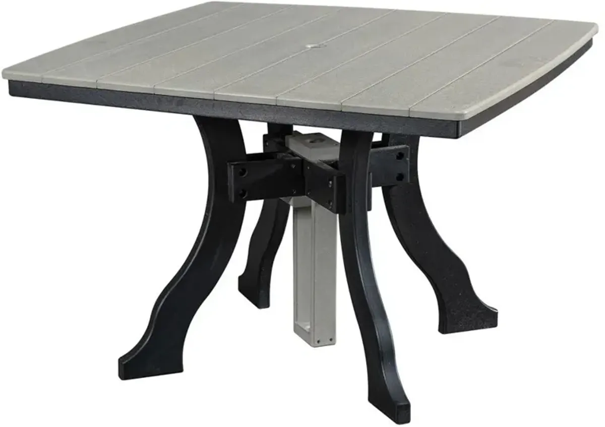 American Furniture Classics Dining Height Square Table in Light Grey with a Black Base