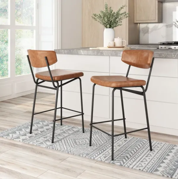 Charon Counter Stool (Set of 2) Vintage Brown