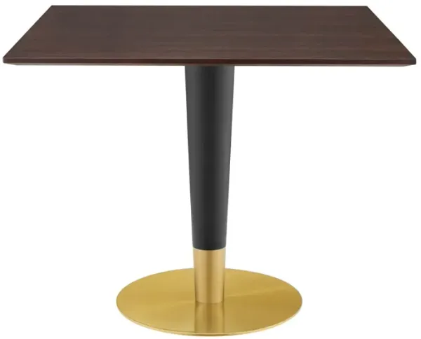 Modway - Zinque 36" Square Dining Table Gold Cherry Walnut