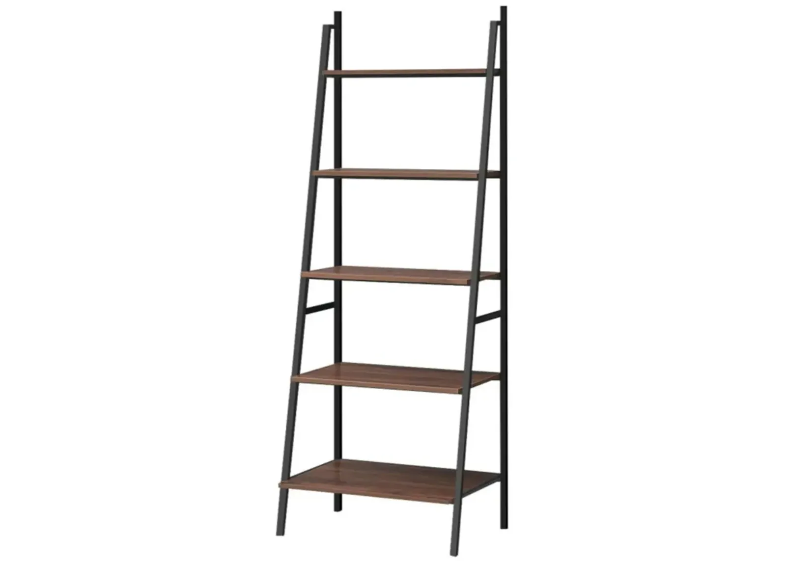 Hivvago 5 Tier Leaning Bookshelf Wood Metal Bookcase