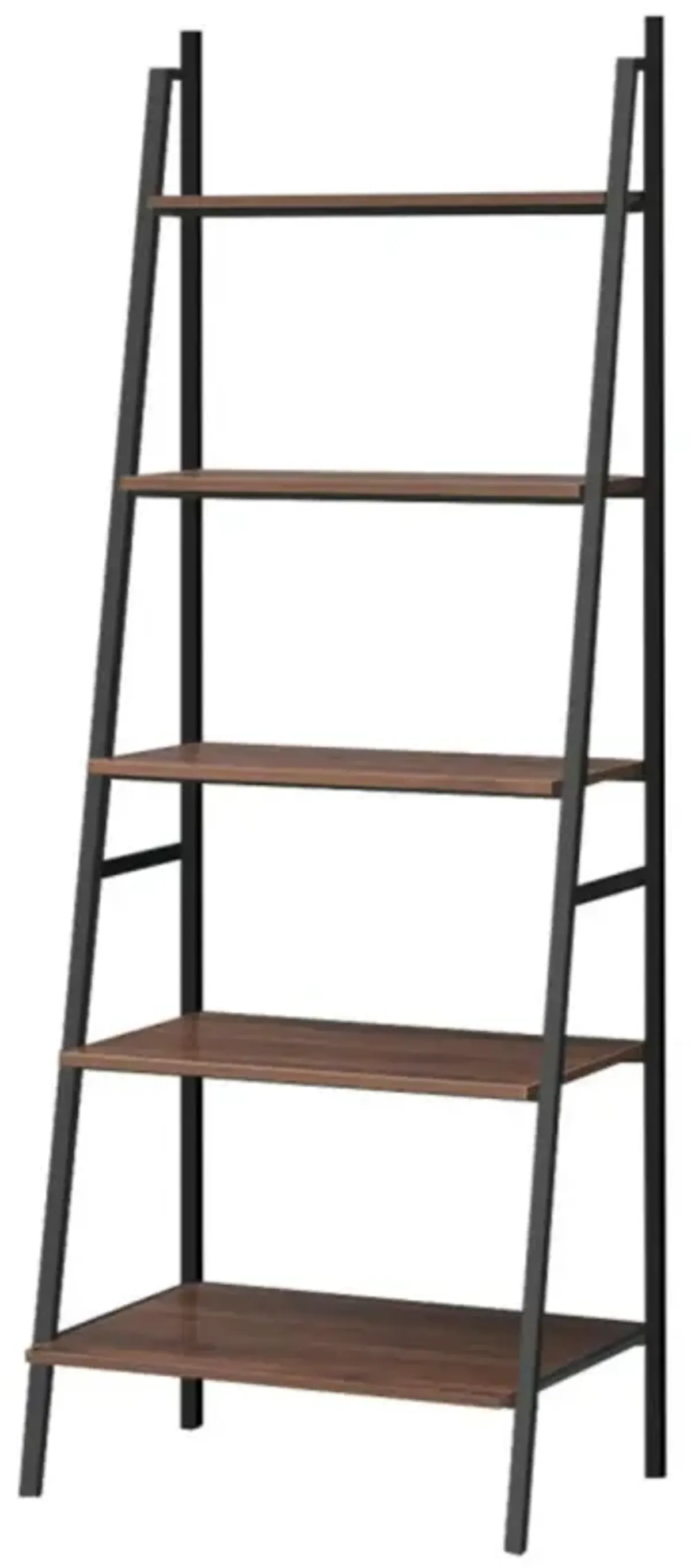 Hivvago 5 Tier Leaning Bookshelf Wood Metal Bookcase