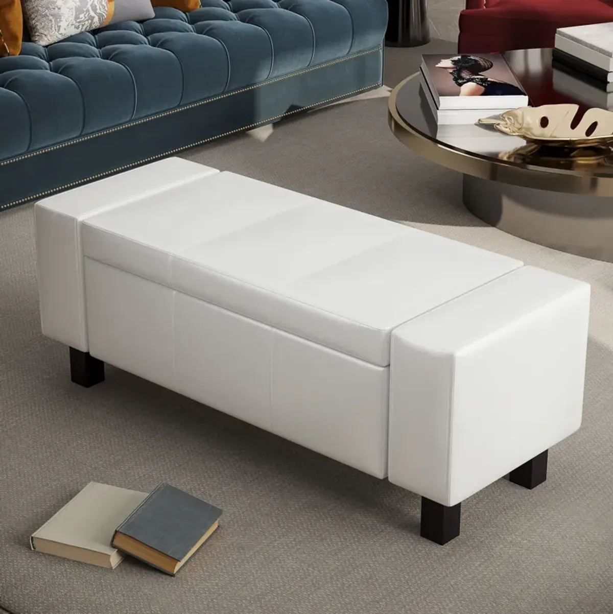 42� Bedroom Ottoman Storage Bench Footstool Organizer Closet Entryway PU