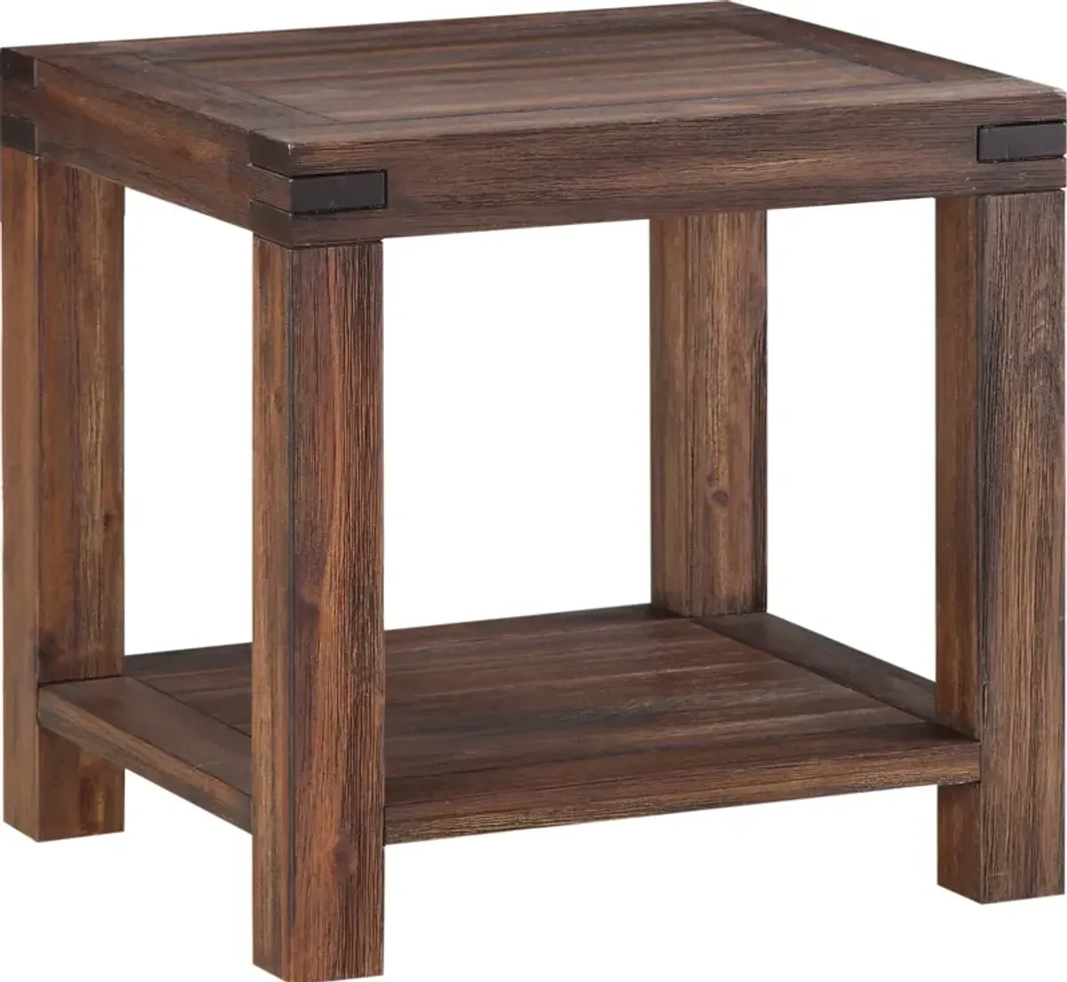 Meadow Solid Wood Rectangular Side Table in Brick Brown