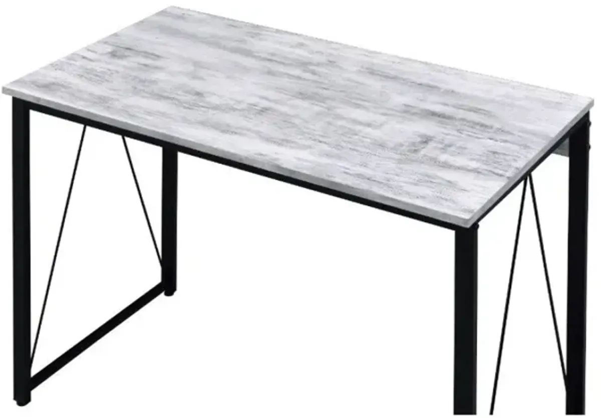 Zaidin Writing Desk, White & Black Finish 92604