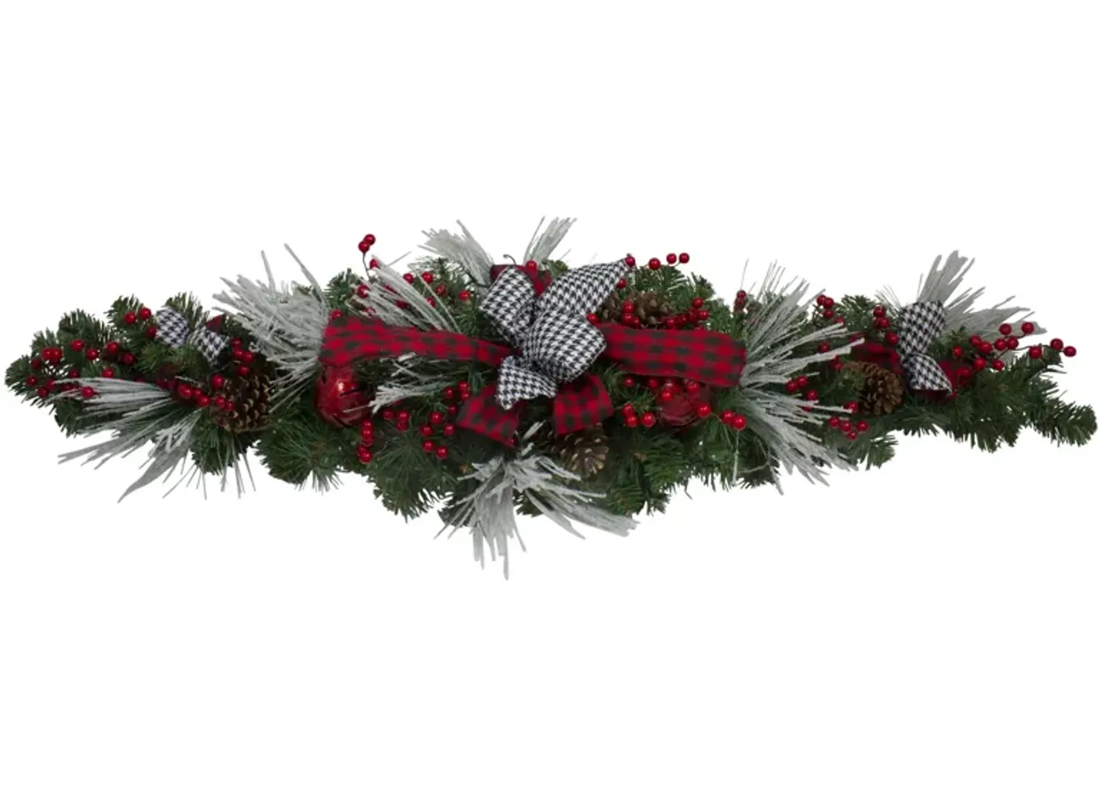 52" Houndstooth Bows and Berries Artificial Christmas Swag  Unlit