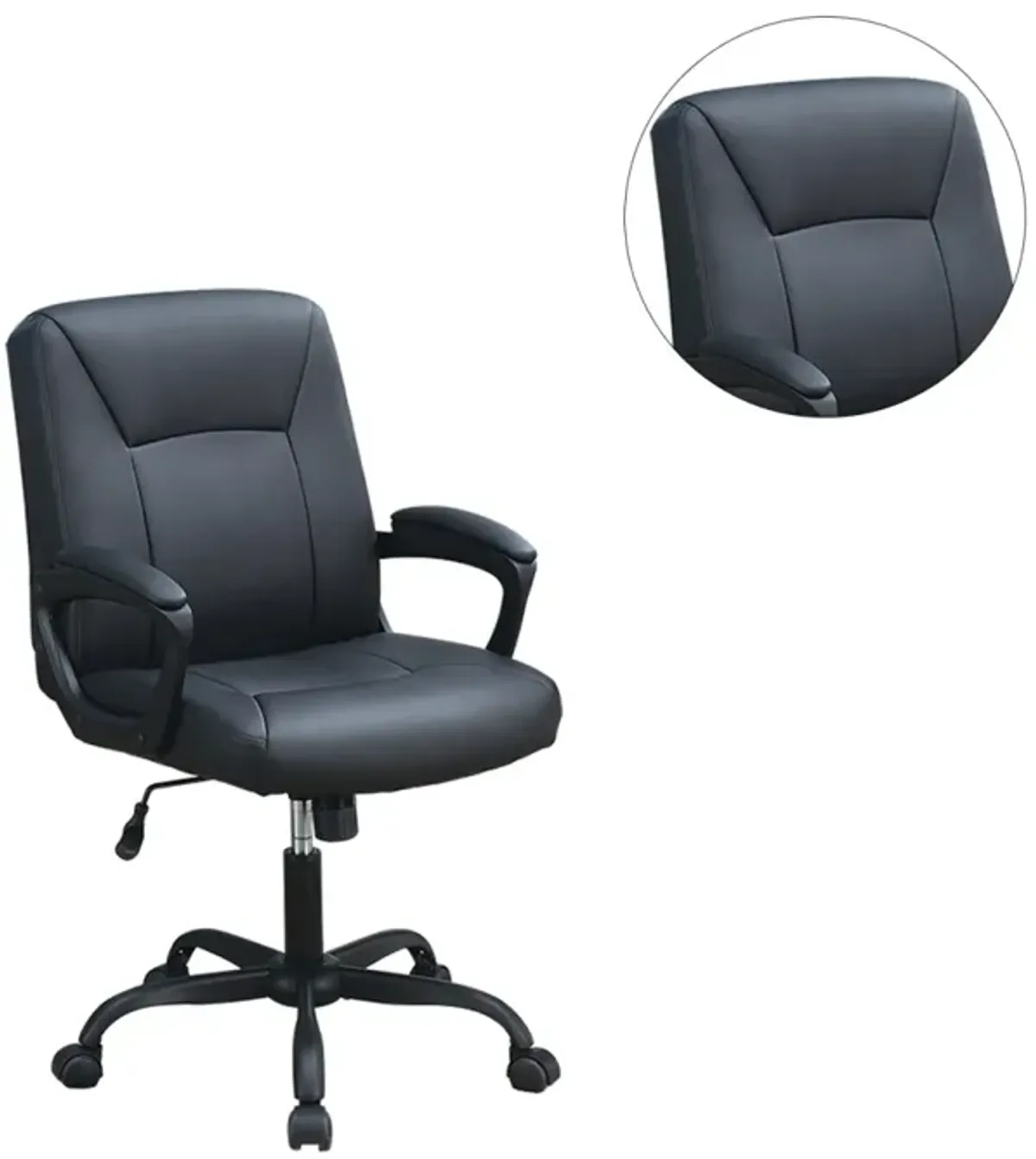 Adjustable Height Office Chair With Padded Armrests, Black