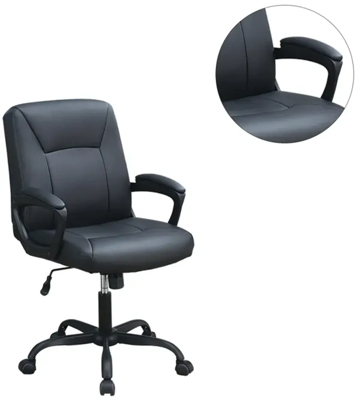 Adjustable Height Office Chair With Padded Armrests, Black