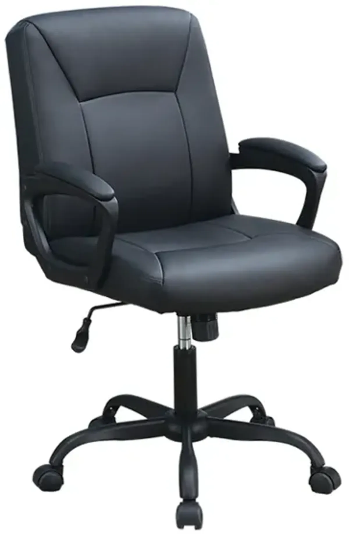 Adjustable Height Office Chair With Padded Armrests, Black