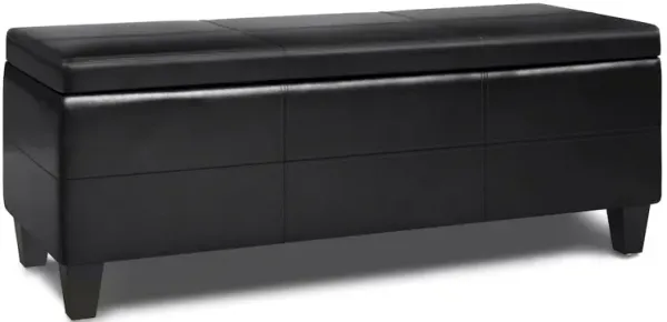 Simpli Home Afton Solid Hardwood Storage Ottoman Bench In Midnight Black
