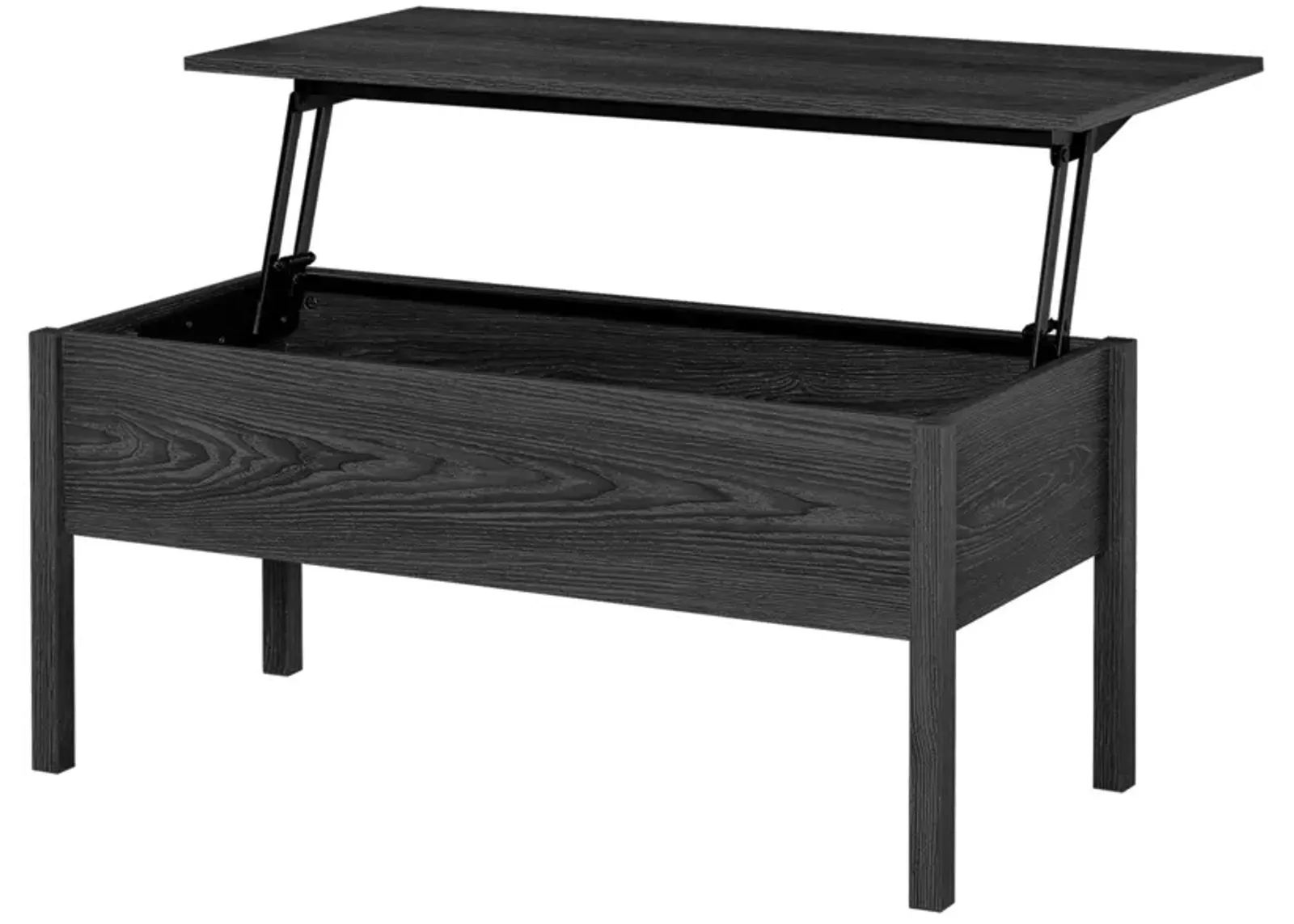 Sleek Hidden Compartment: Black Modern Lift Top Coffee Table