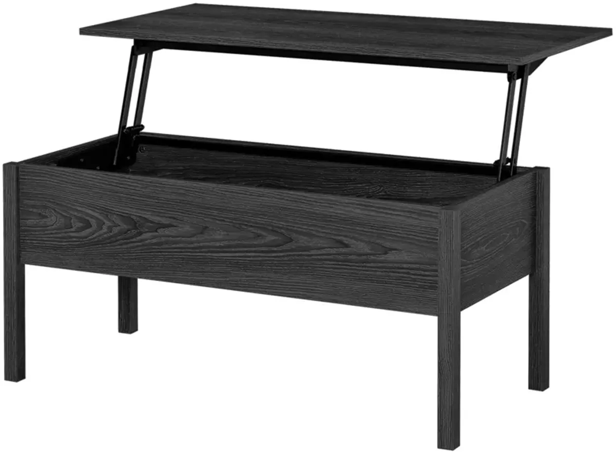 Sleek Hidden Compartment: Black Modern Lift Top Coffee Table