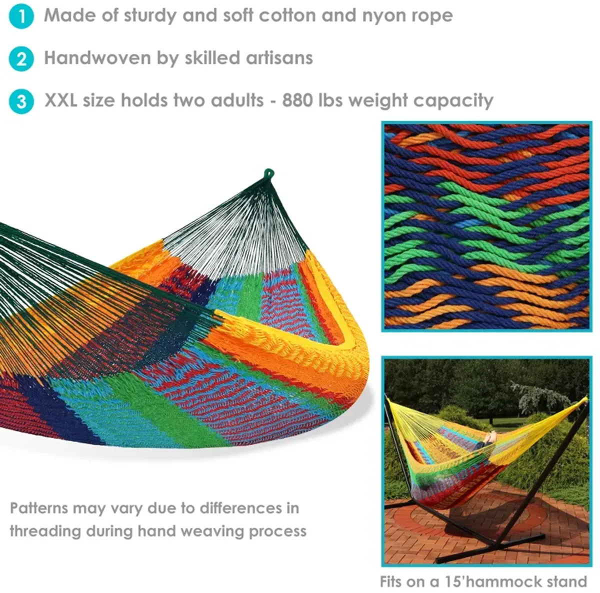 Sunnydaze 2-Person Cotton and Nylon Woven Fabric Hammock