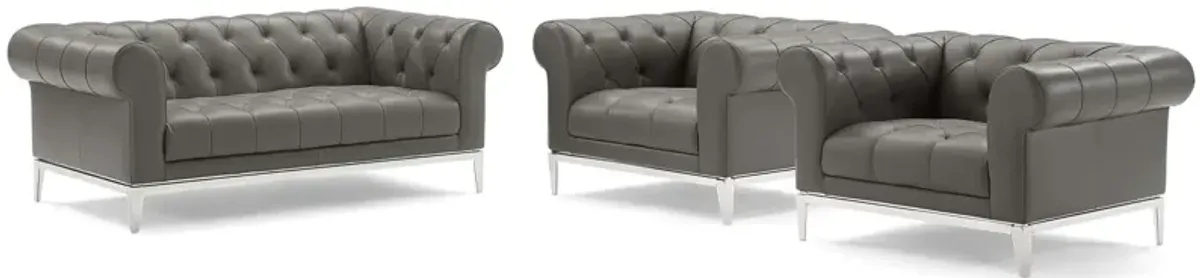 Idyll Tufted Upholstered Leather 3 Piece Set