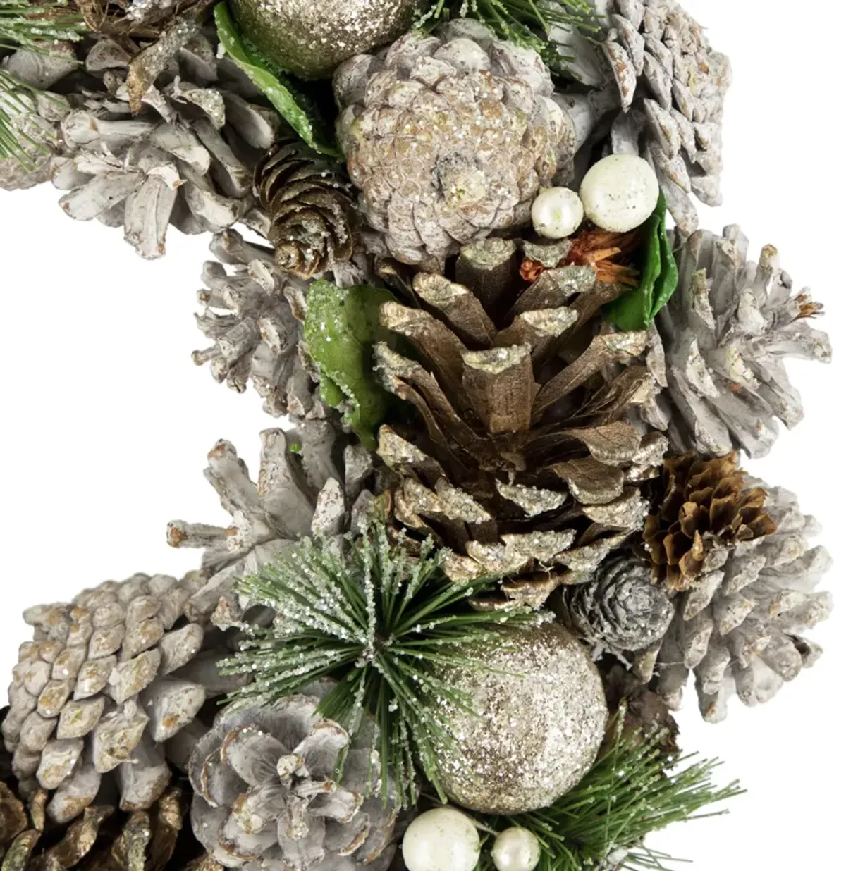 Green Pine Needle and Pinecone Artificial Christmas Wreath  13.5-Inch  Unlit