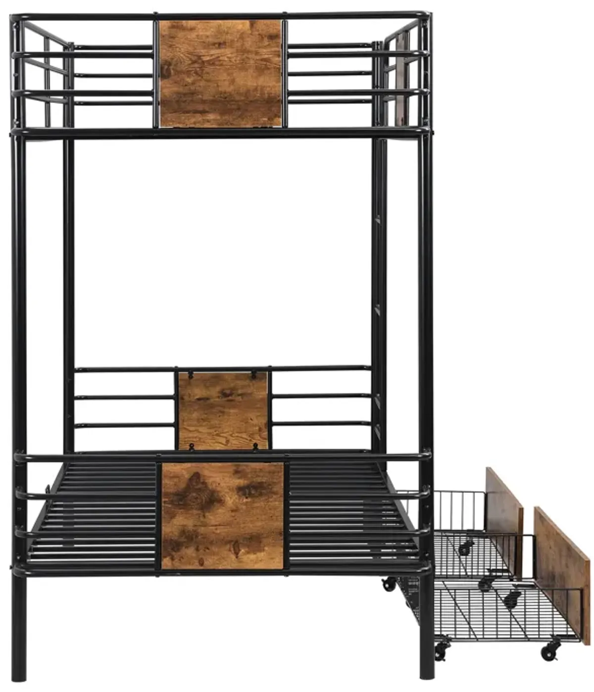 Merax Metal Frame Bunk Bed with 2 Storage Drawers