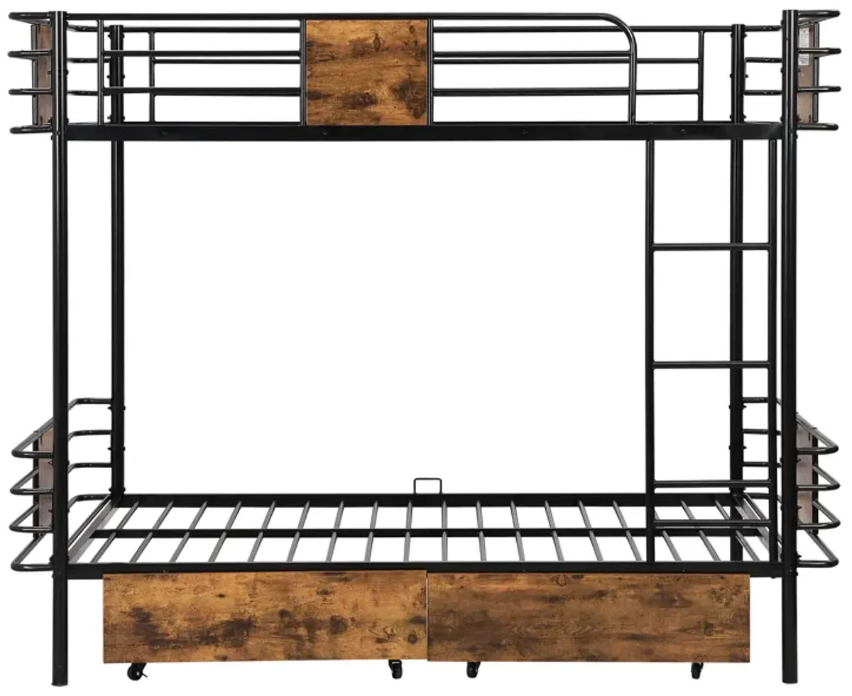 Merax Metal Frame Bunk Bed with 2 Storage Drawers