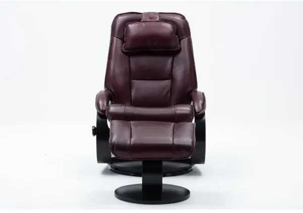 Relax-R™ Brampton Recliner and Ottoman in Merlot Top Grain Leather