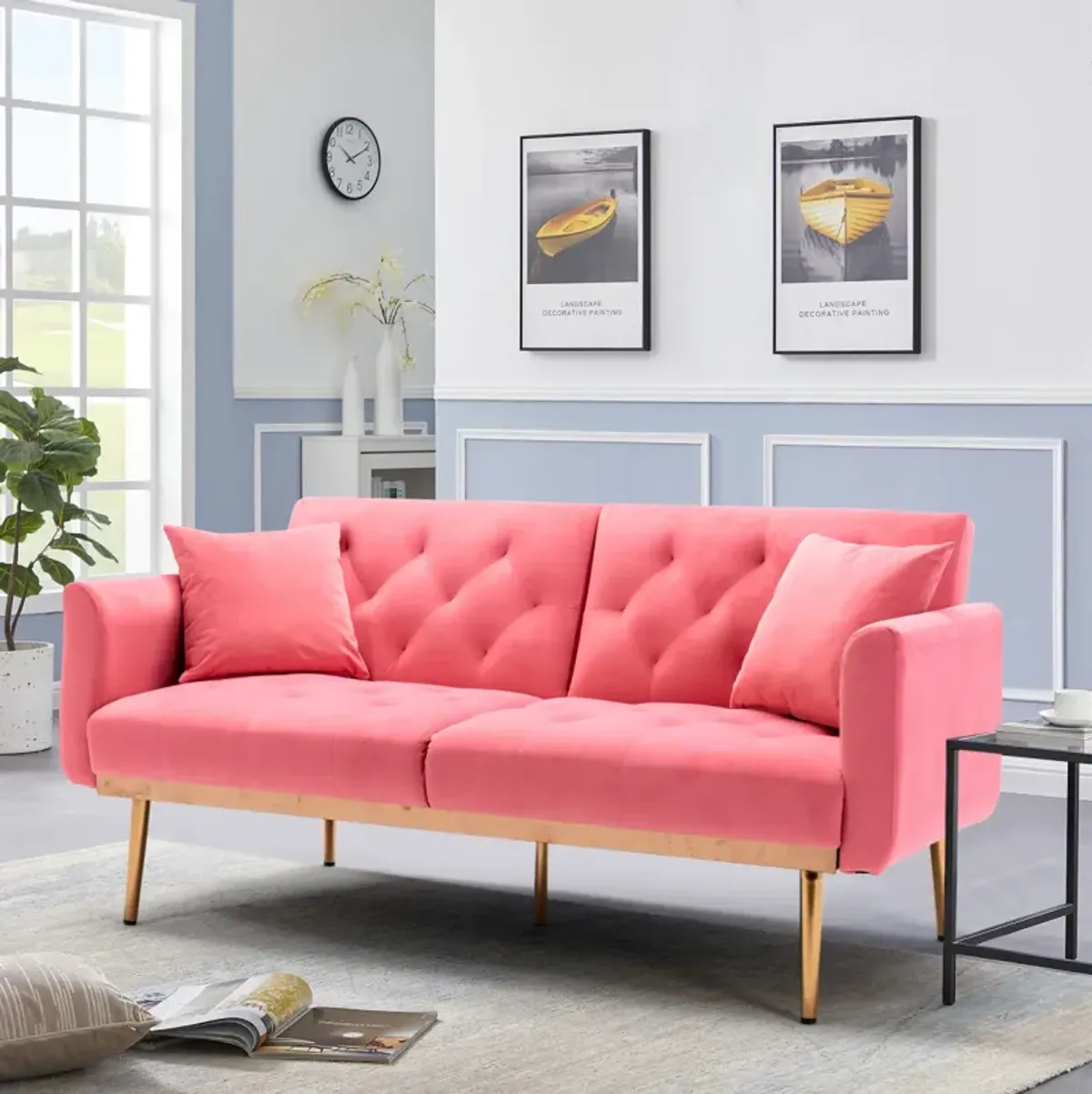 Velvet Sofa, Accent Sofa. Loveseat Sofa With Metal Feet