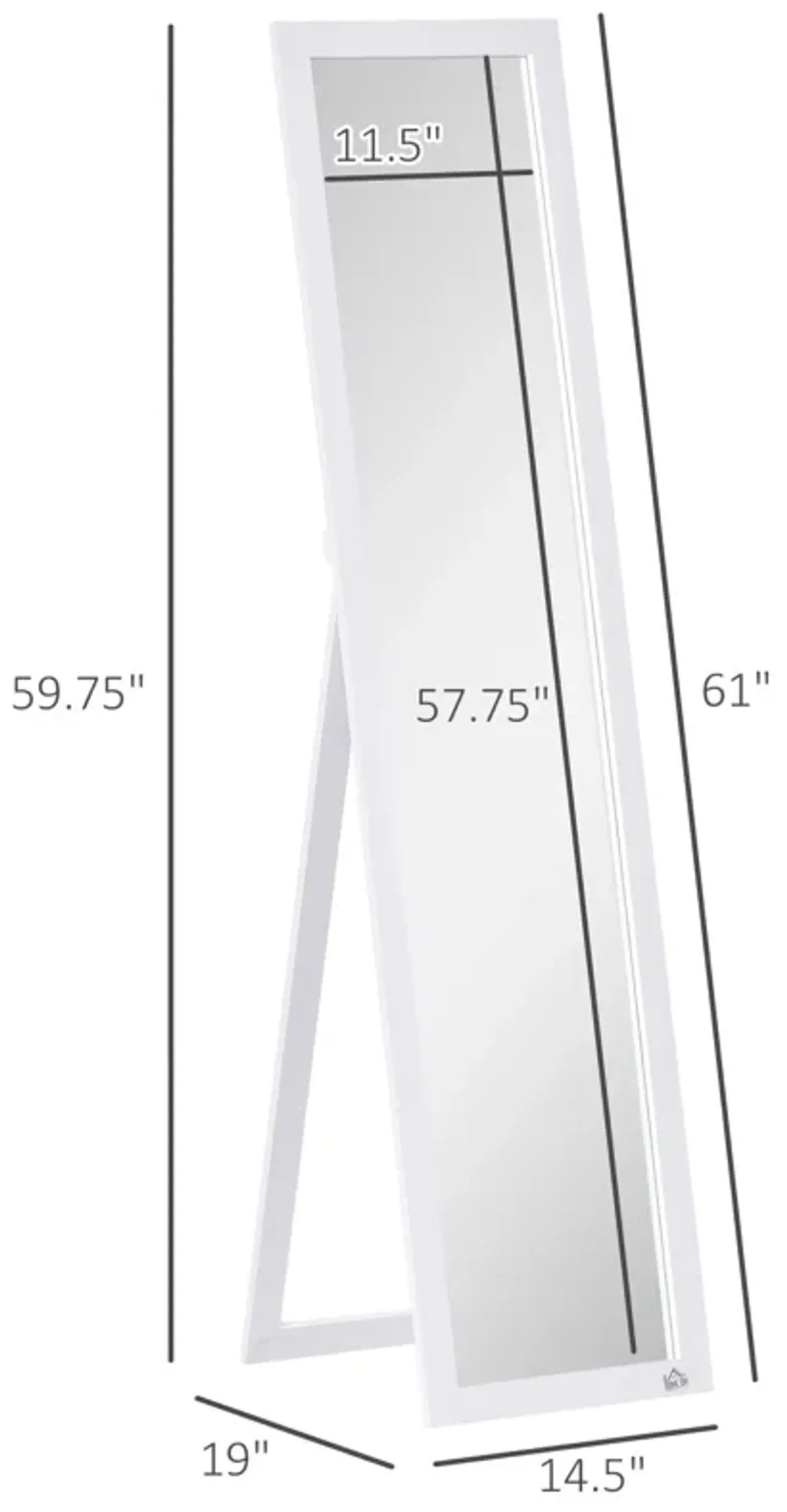 White Full-Length Mirror: Floor Standing or Wall-Mounted Rectangle