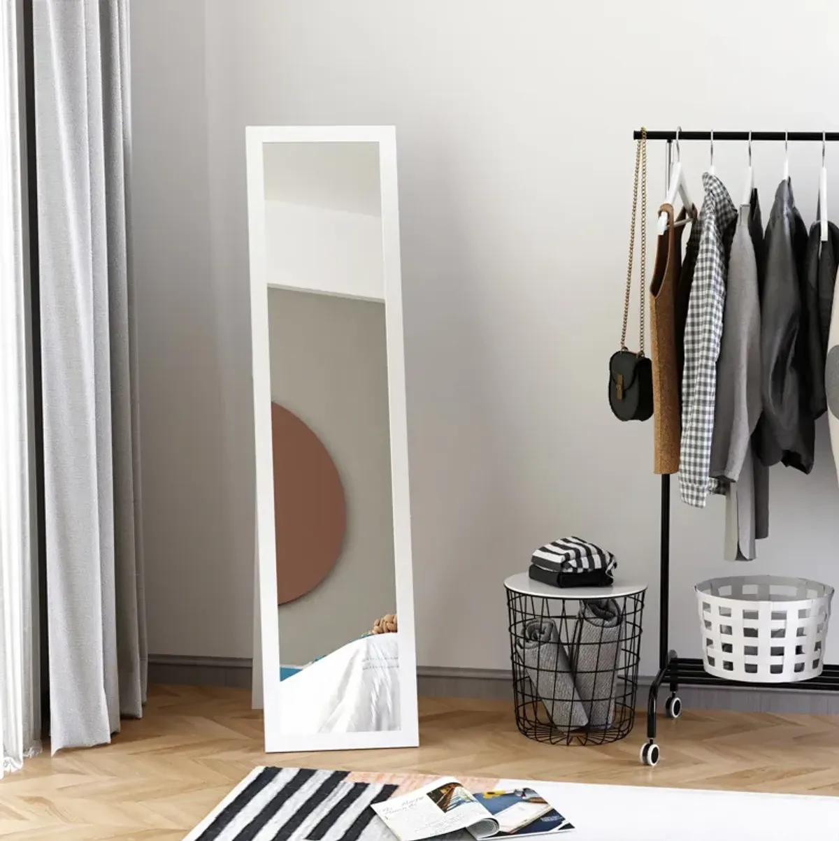 White Full-Length Mirror: Floor Standing or Wall-Mounted Rectangle