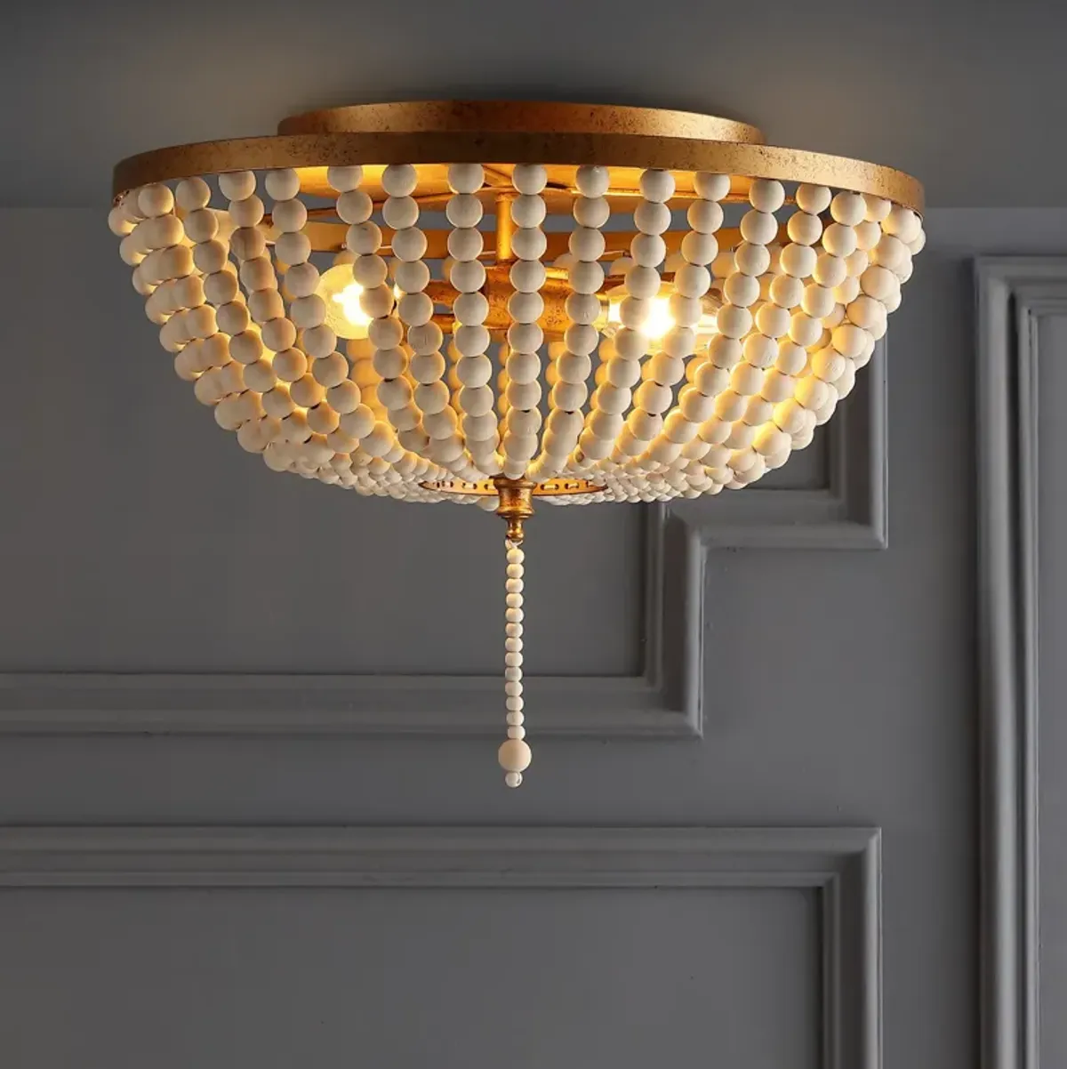 Allison Wood Beaded/Metal LED Flush Mount