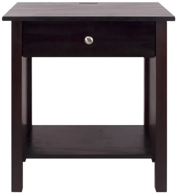 Casual Home Vanderbilt Nightstand with USB Ports-Espresso , 17 in x 24 in x 27 in